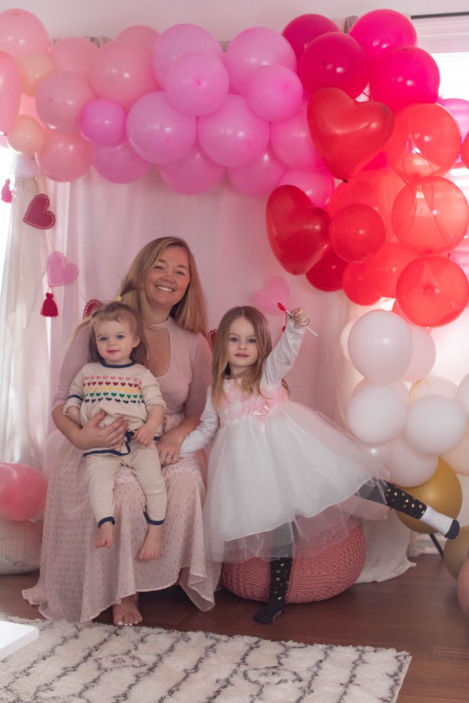 Nicki Odom with daughters at Little Girly Galentine's day party