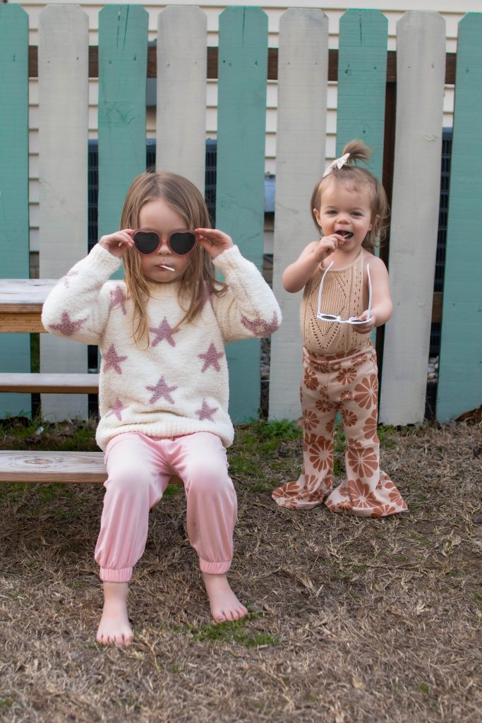 Nicki Odom's daughters in retro 70s style from Tullabee Baby