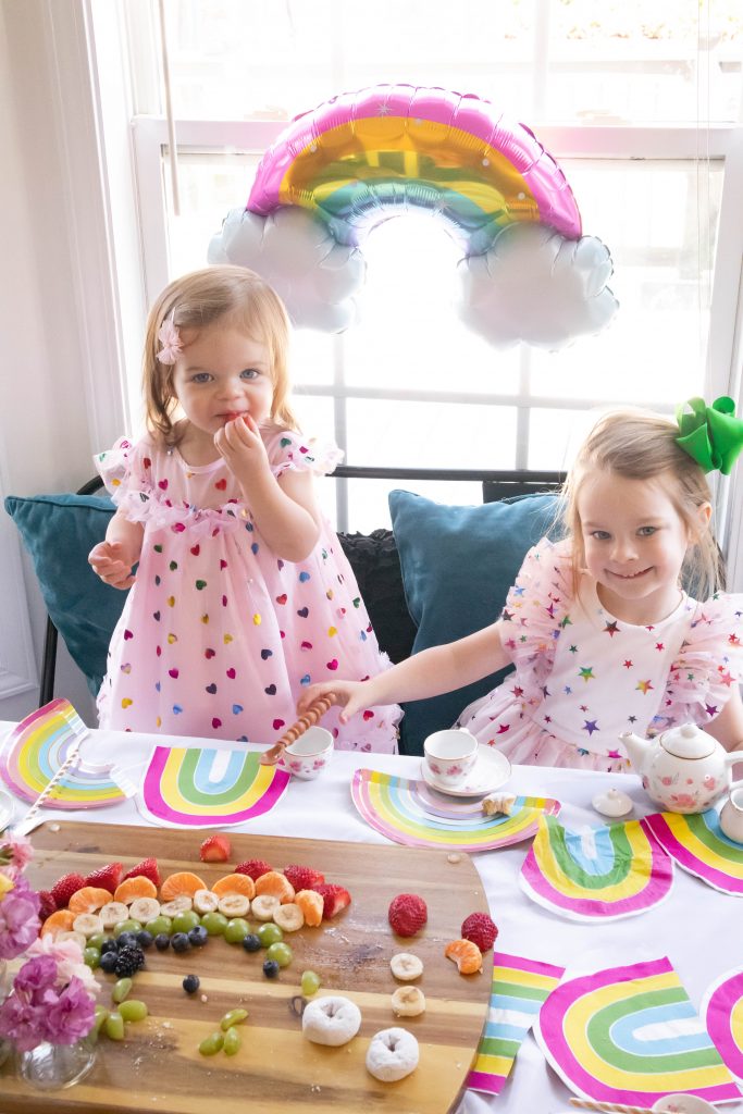 Toddlers having a fancy St. Patrick's Day Toddler Tea Party