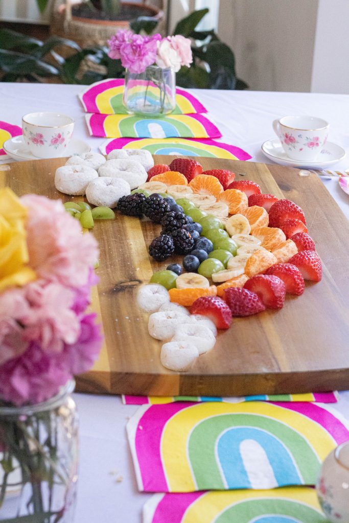 Fruit Rainbow Platter for St. Patrick's Day Toddler Tea Party
