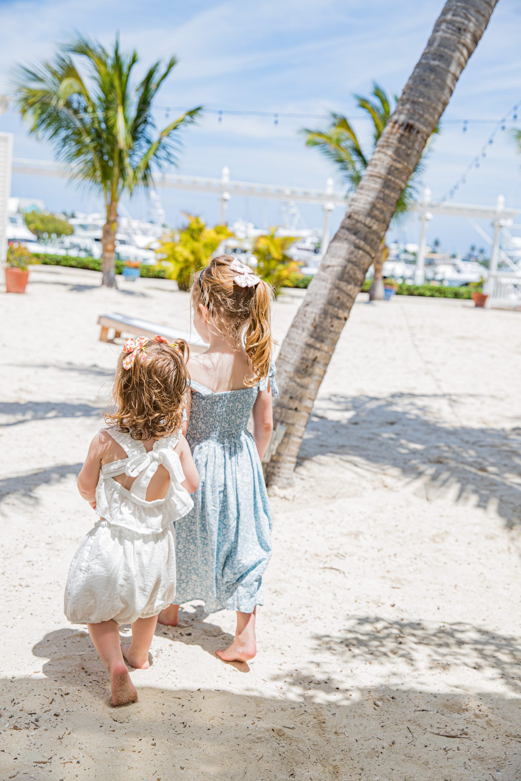 Two toddler girls in the Bahamas on Easter