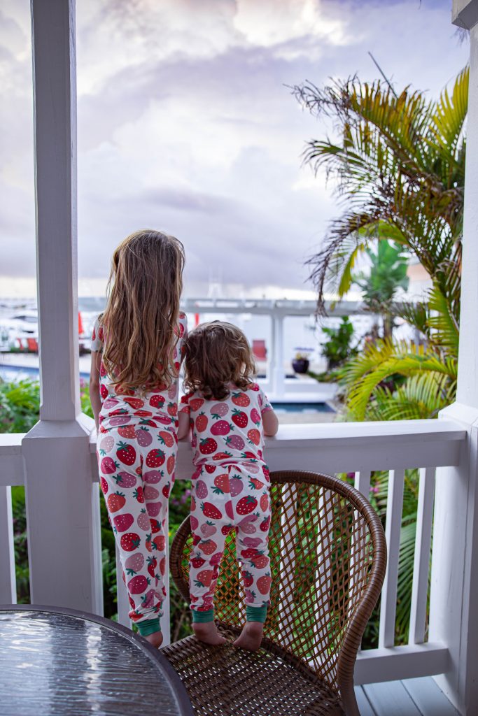 Toddler girls at Hope Town Inn and Marina in Bahamas