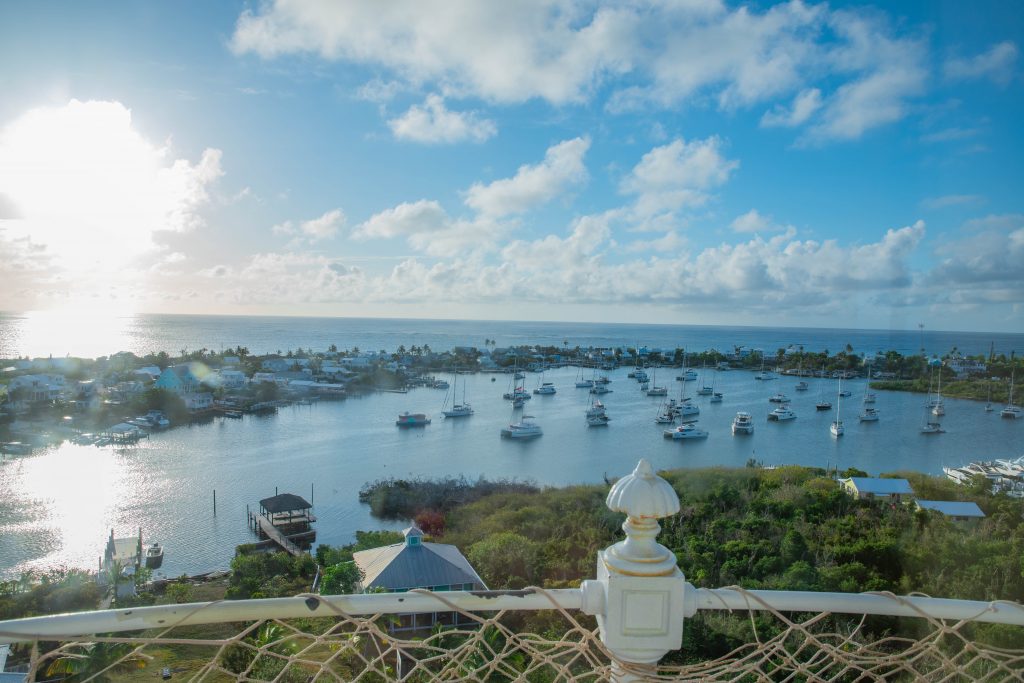 Hope Town Bay full of sailboats in the Bahamas