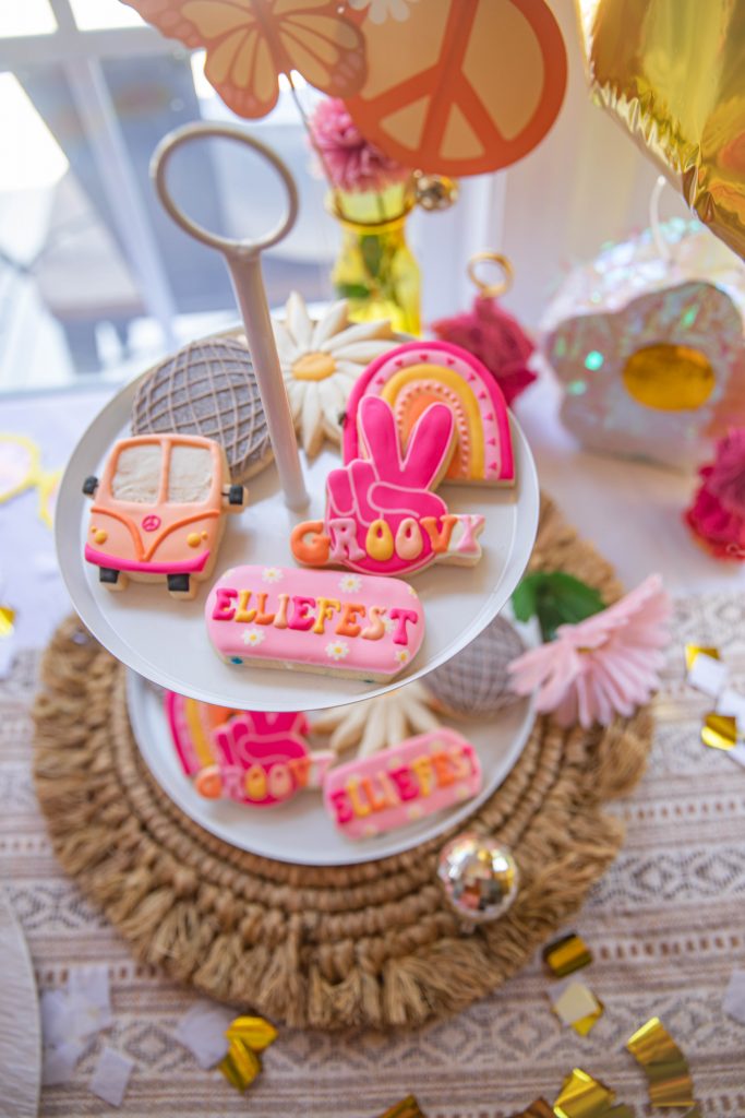 Two Groovy Kids Birthday Party Dessert Table Cookies
