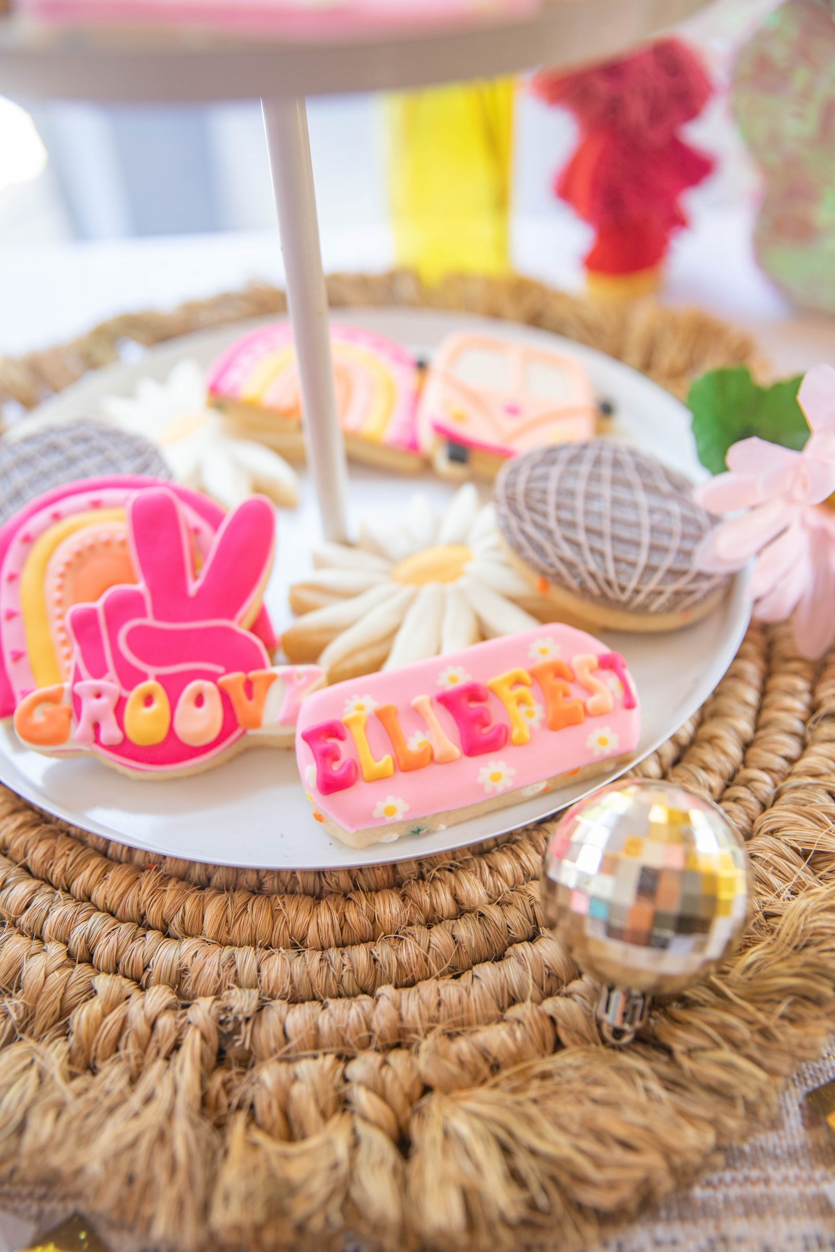Two Groovy Kids Birthday Party Dessert Table Cookies