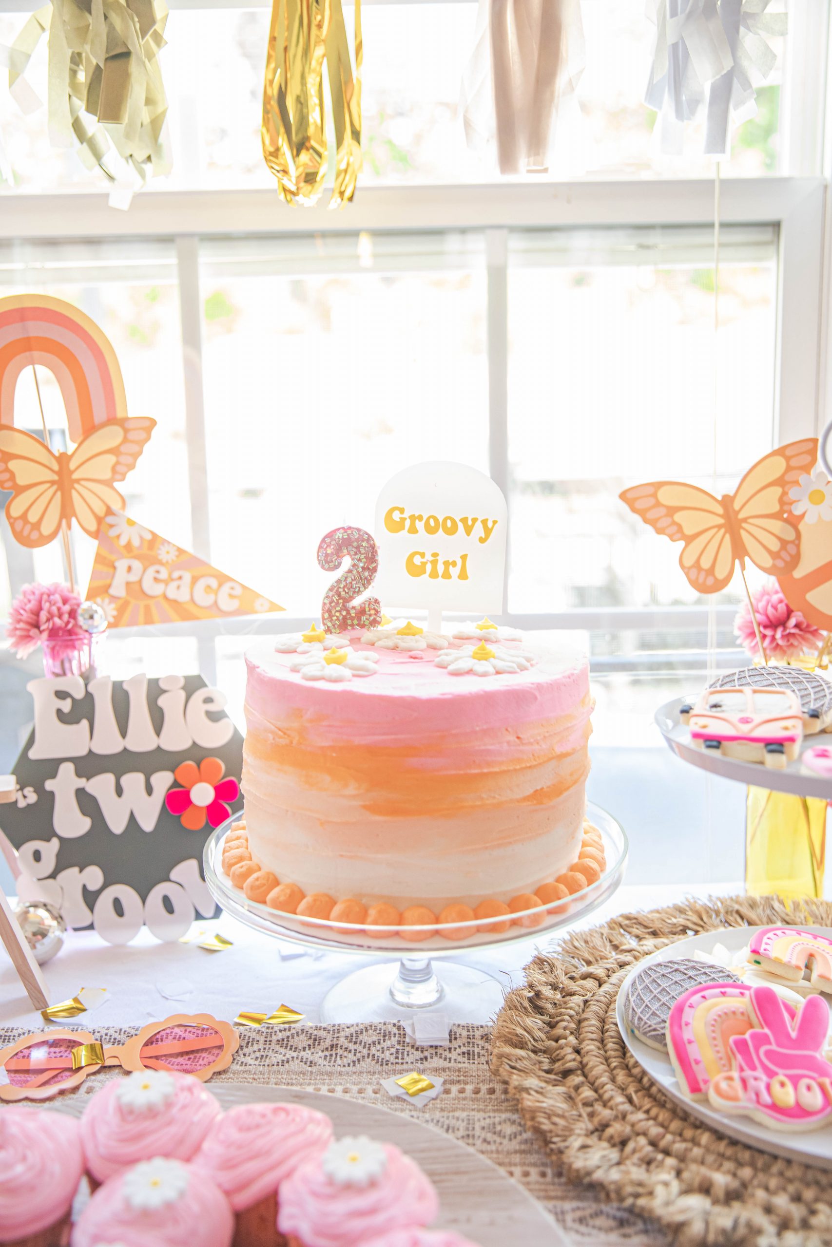 Two Groovy Kids Birthday Party Dessert Table