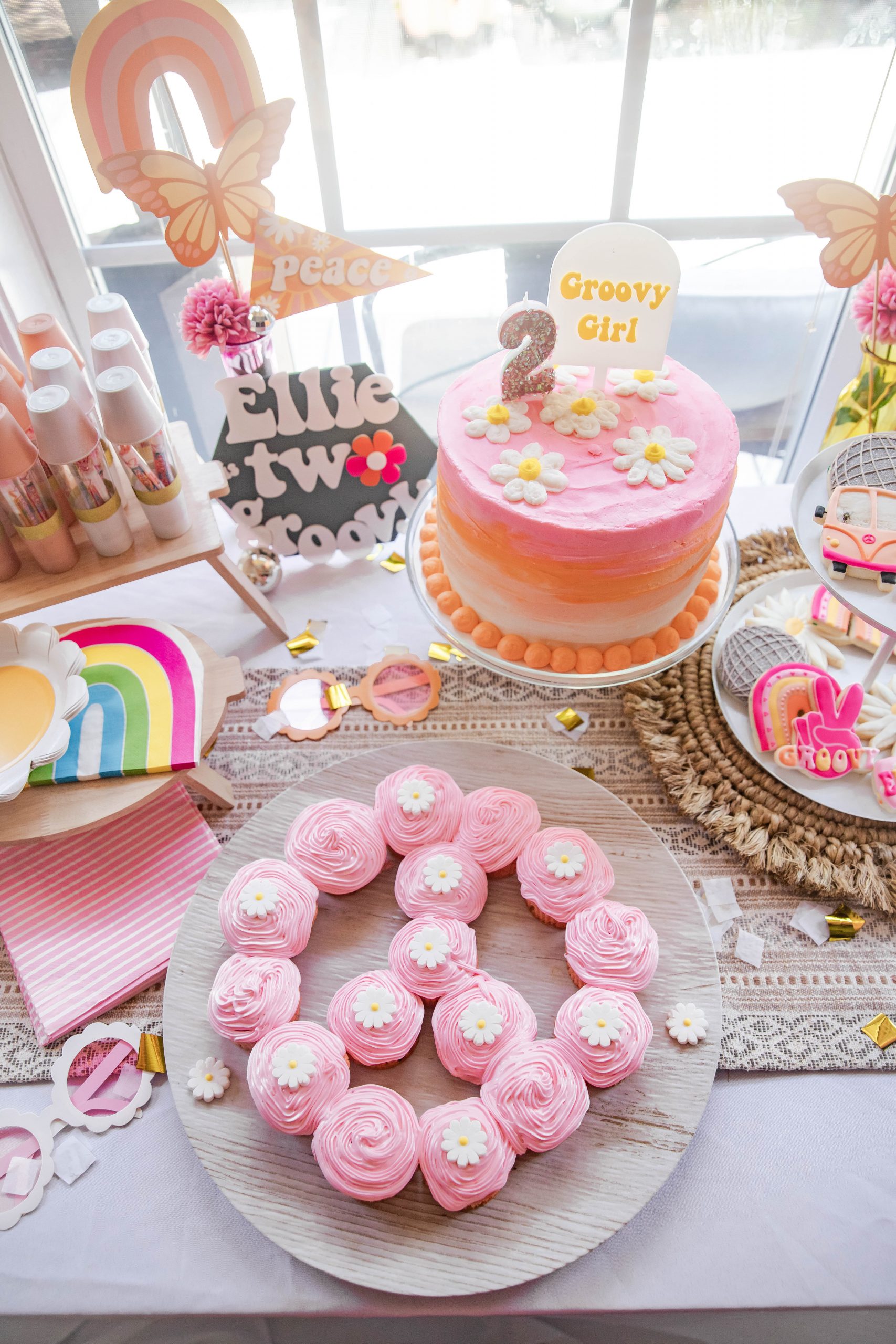 Two Groovy Kids Birthday Party Dessert Table