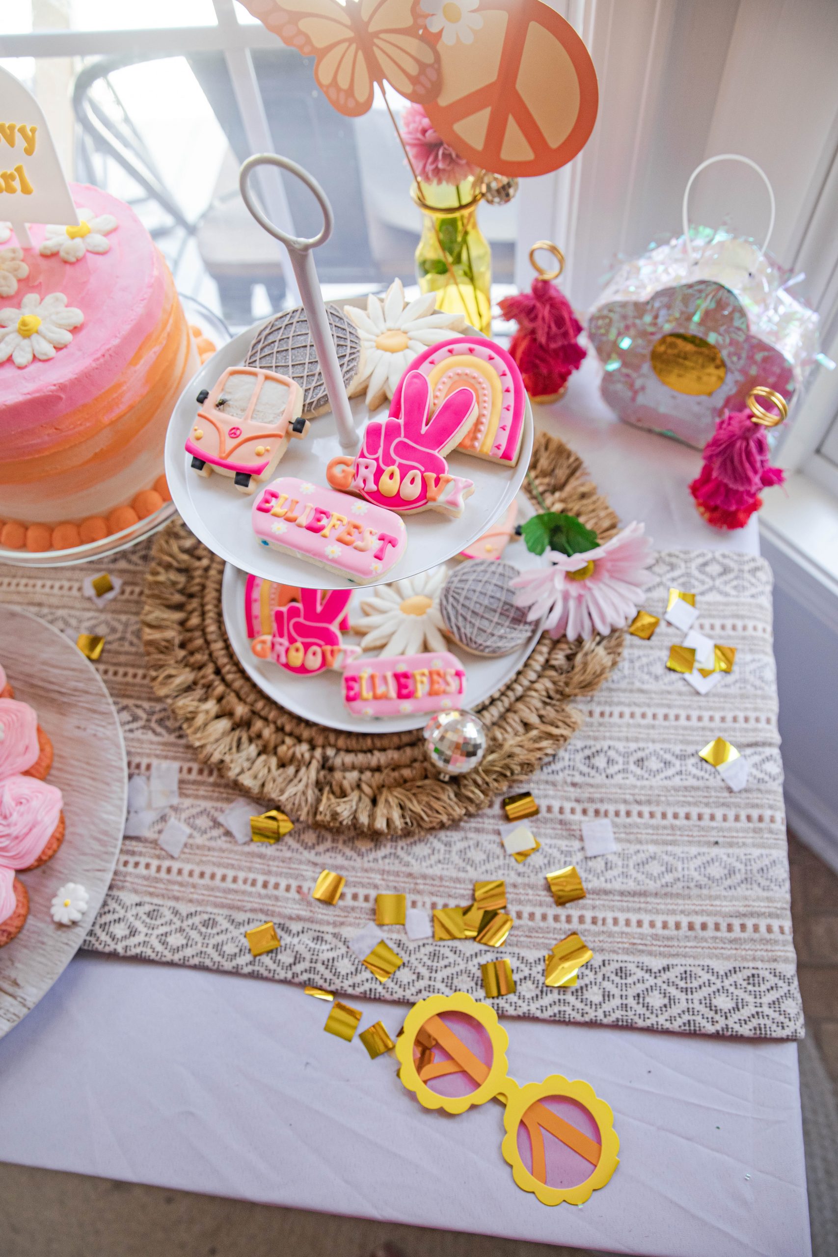 Two Groovy Kids Birthday Party Dessert Table