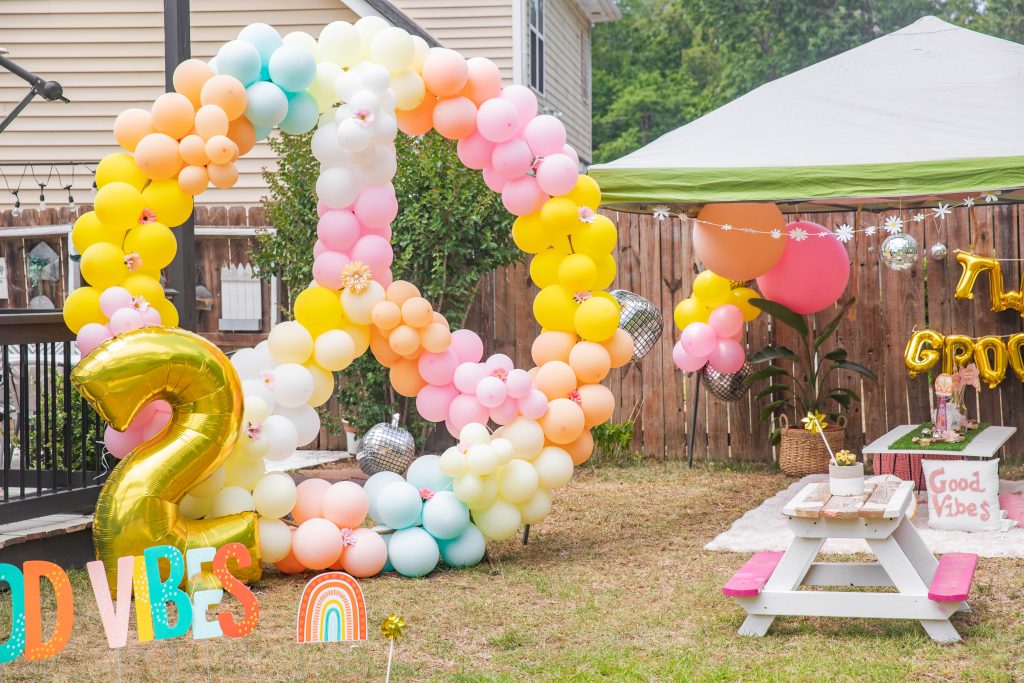 Two Groovy Birthday Party Balloon Art Peace Sign