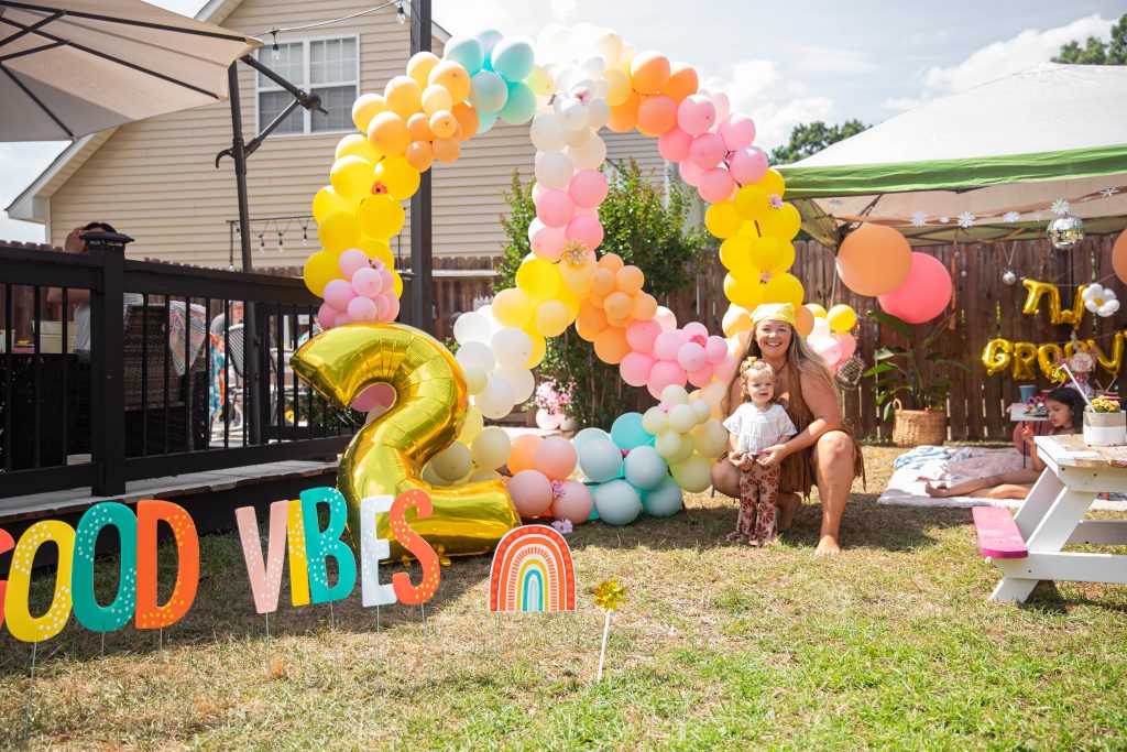 Two Groovy Birthday Party Balloon Art Peace Sign