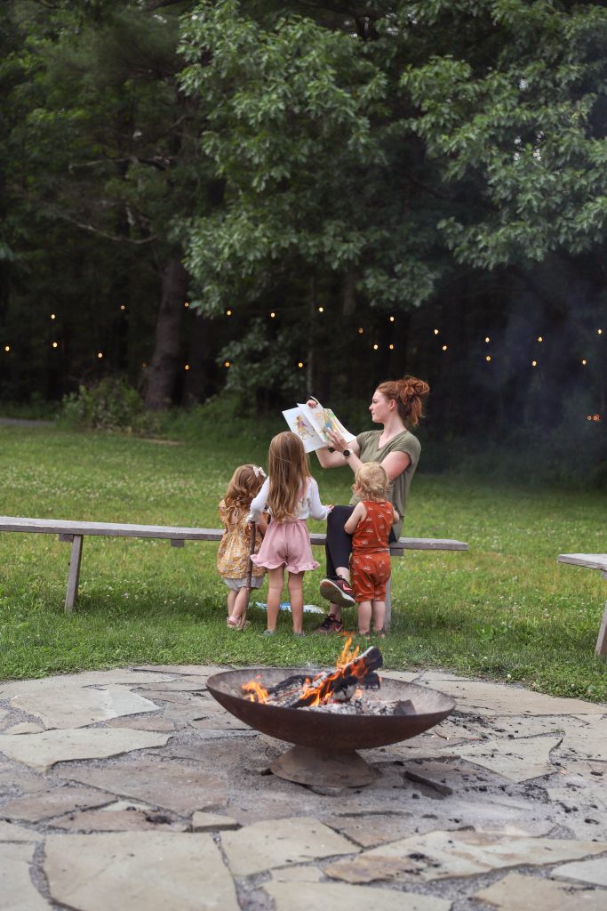 Wanderlust Family Retreats story time by the bonfire