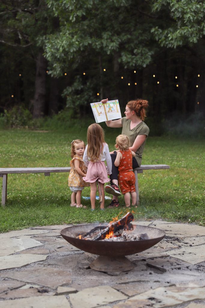 Wanderlust Family Retreats story time by the bonfire