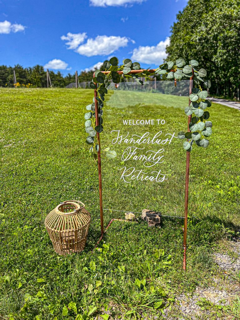 Wanderlust Family Retreats welcome sign