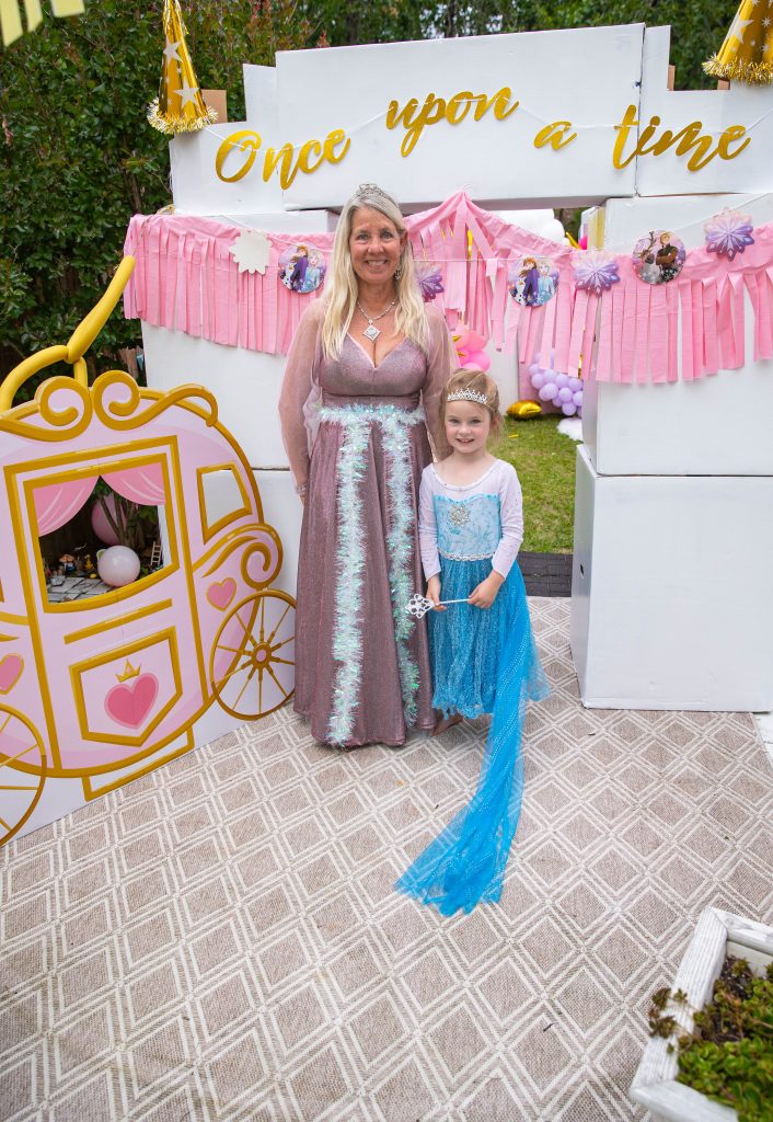 Disney Princess birthday party kids entrance birthday girl with grandma