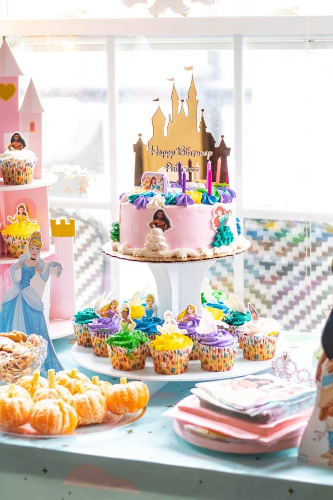 Disney Princess Birthday Party Princess Birthday cake and cupcakes