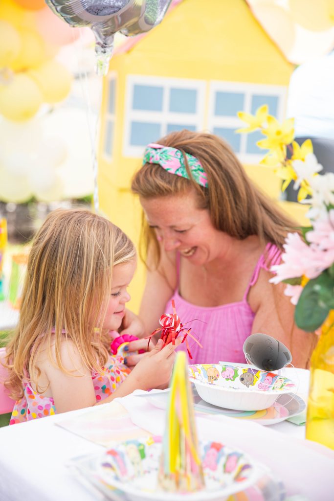 Peppa Pig Pastel Birthday Party with birthday girl and Ashley Valdes of Confetti Pop Party