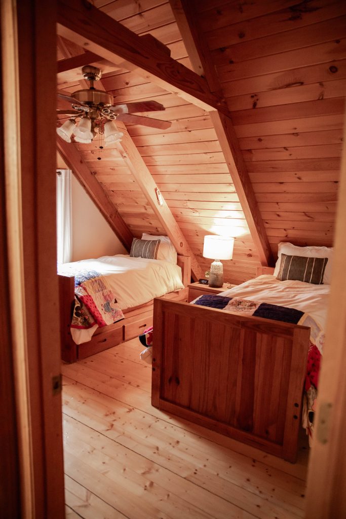 Second bedroom in A Mountain Getaway at 36 North Cabins in Purlear NC