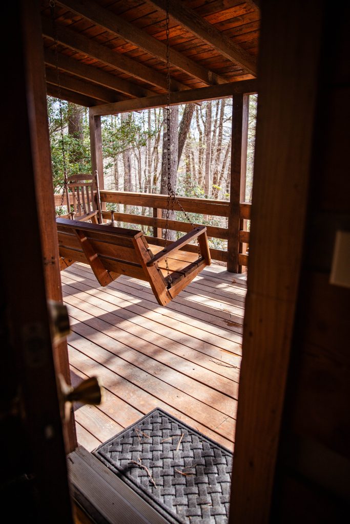 Back Porch Swing In A Mountain Getaway at 36 North Cabins in Purlear NC