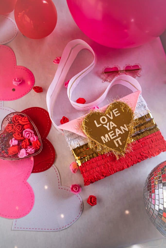 Valentine's Day Messenger back made from recycled boxes and crepe paper