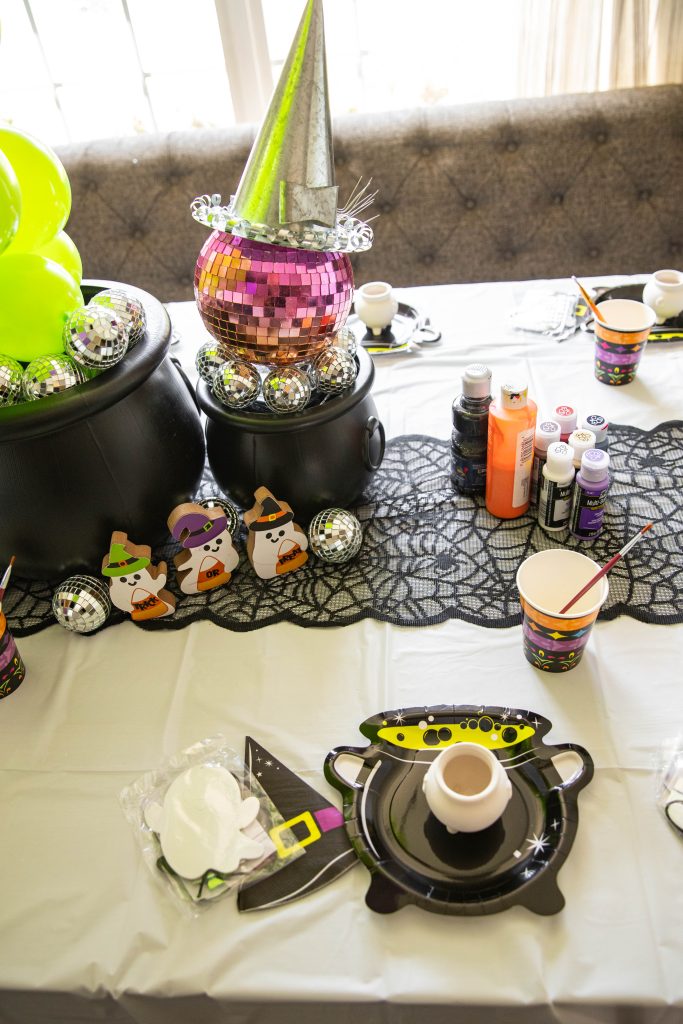 Halloween Craft Party at home with painting cauldrons