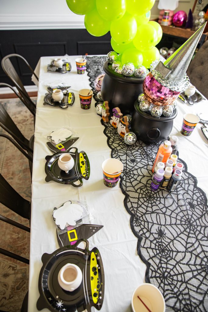 Halloween Craft Party at home with painting cauldrons