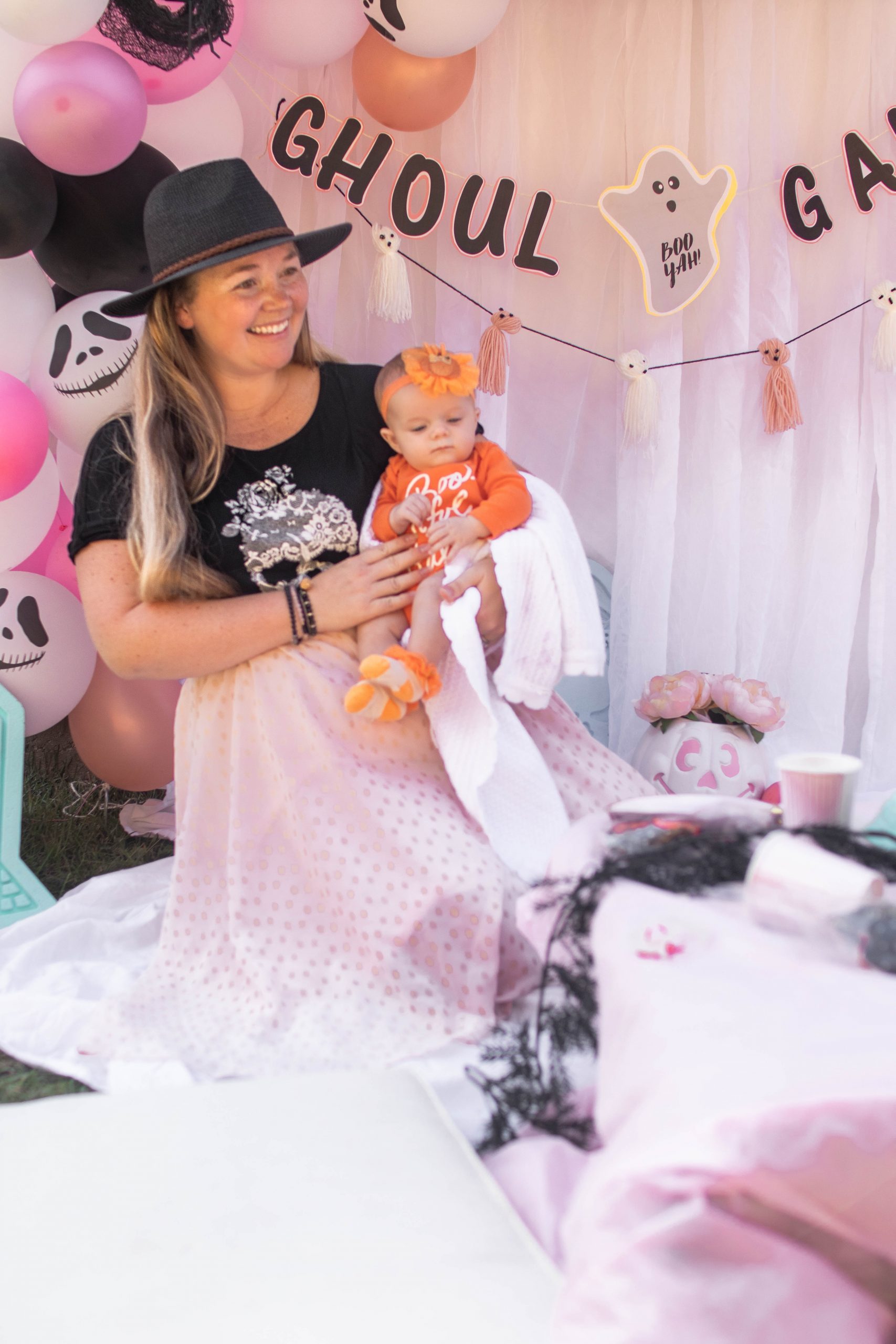 Nicki Odom and baby at Halloween Party