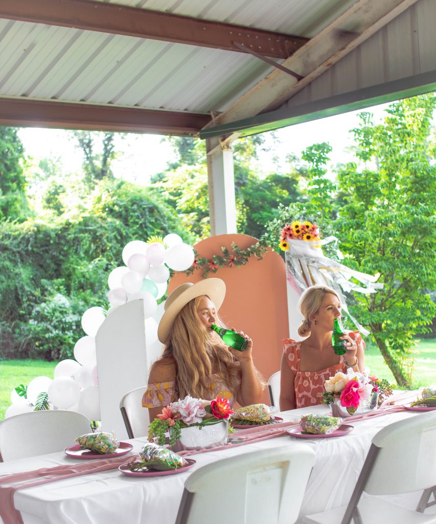 Nicki Odom and Samantha Parrish on The Boho Diaries Blog Drinking Perrier