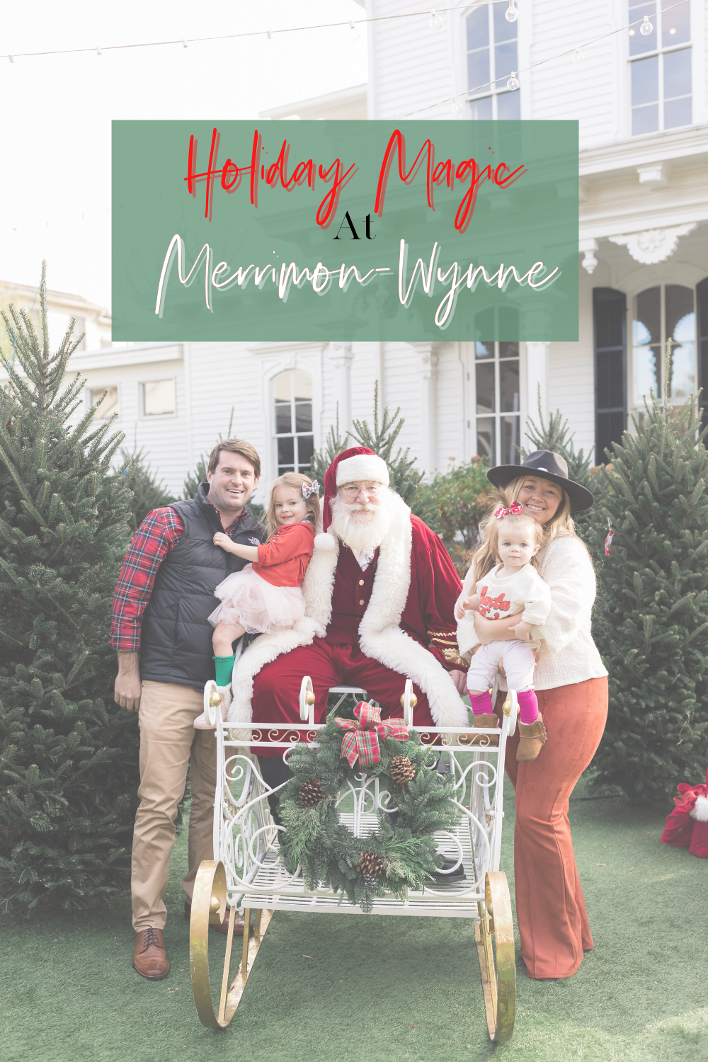 Nicki Odom and Family with Santa at Holiday Magic at Merrimon-Wynne