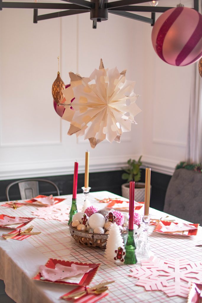 Gingerbread House Making Christmas Party Table Setting Decor