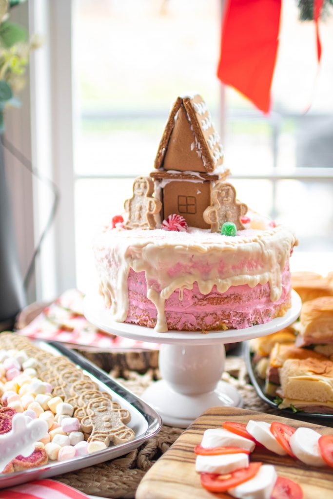 Gingerbread House Making Christmas Party Cake