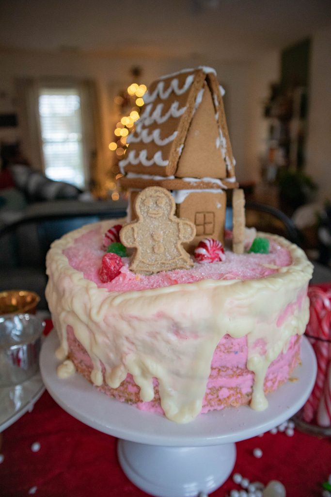 Gingerbread House Making Christmas Party Cake