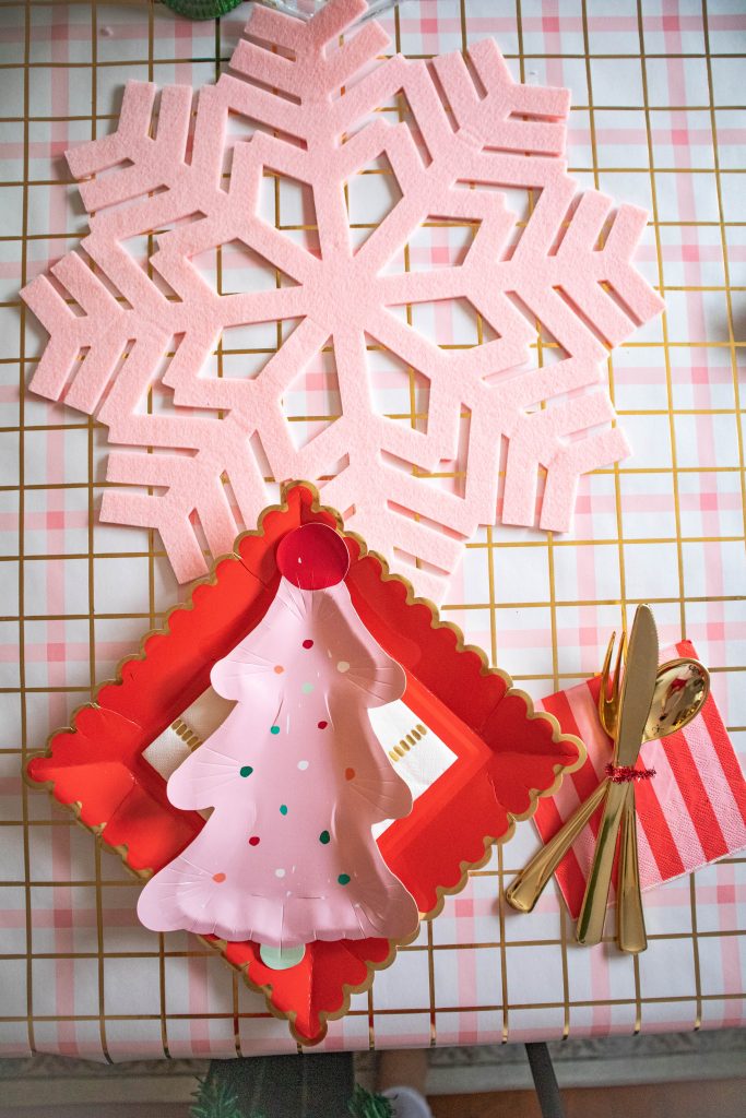 Gingerbread House Making Christmas Party Table Setting Decor