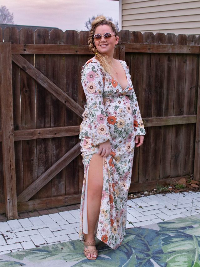 Nicki Odom in Floral Maxi Dress For Cottage Core Fashion