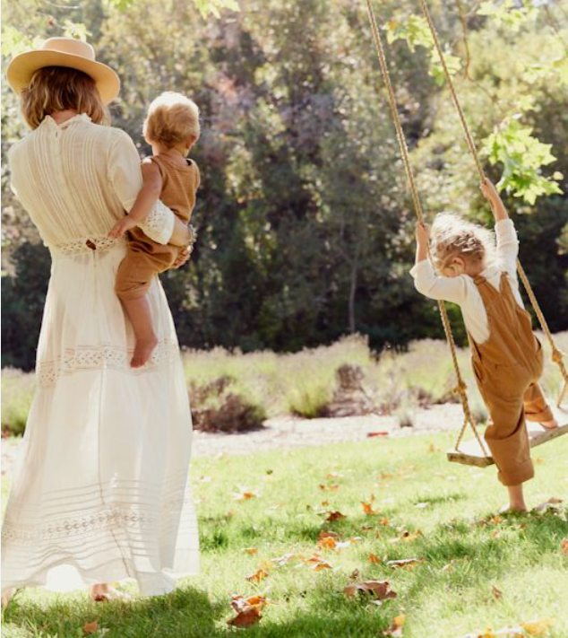 cottage core fashion for women and girls, flowing maxi dress and overalls
