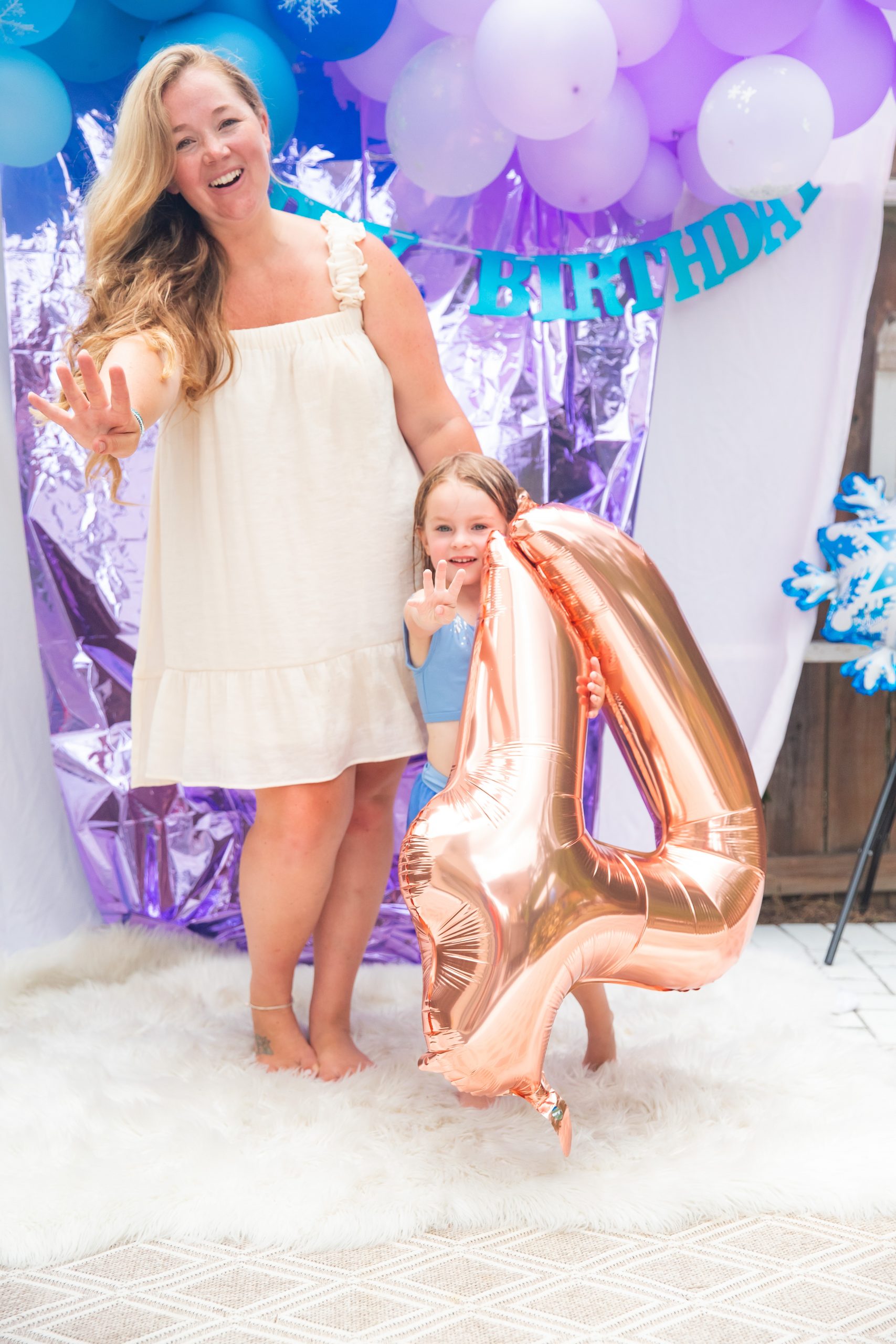 Nicki Odom with daughter at Frozen Fourth birthday party