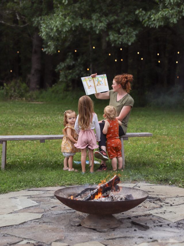 Wanderlust Family Retreats story time by the bonfire