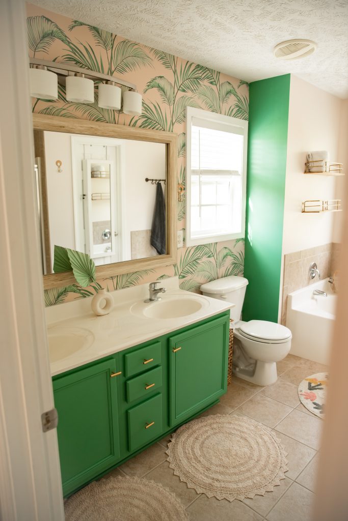 Boho chic interior style master bathroom
