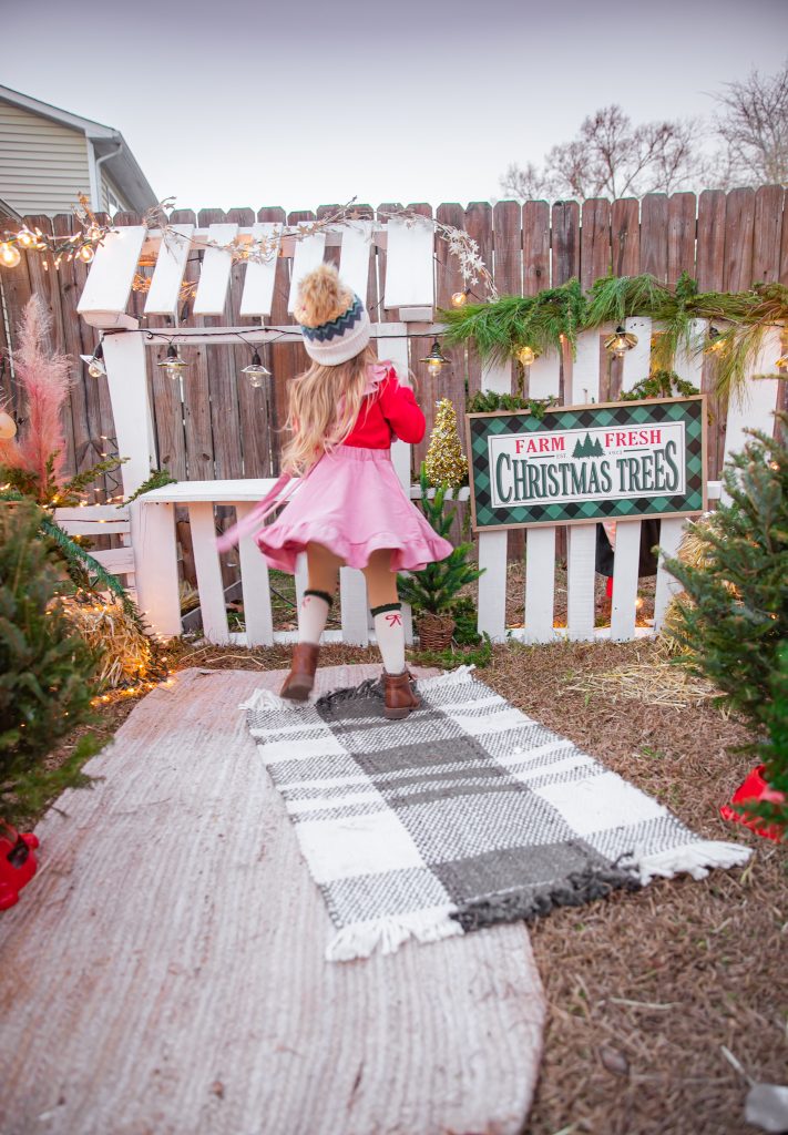 Kids Christmas Tree Farm Photoshoot - Nicki Odom's daughter drinking hot chocolate