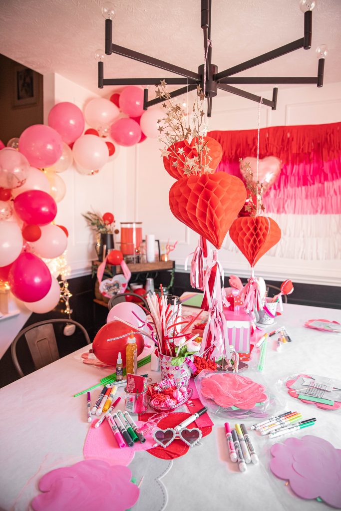 Golden glam Galentine's Day bash activity and craft area