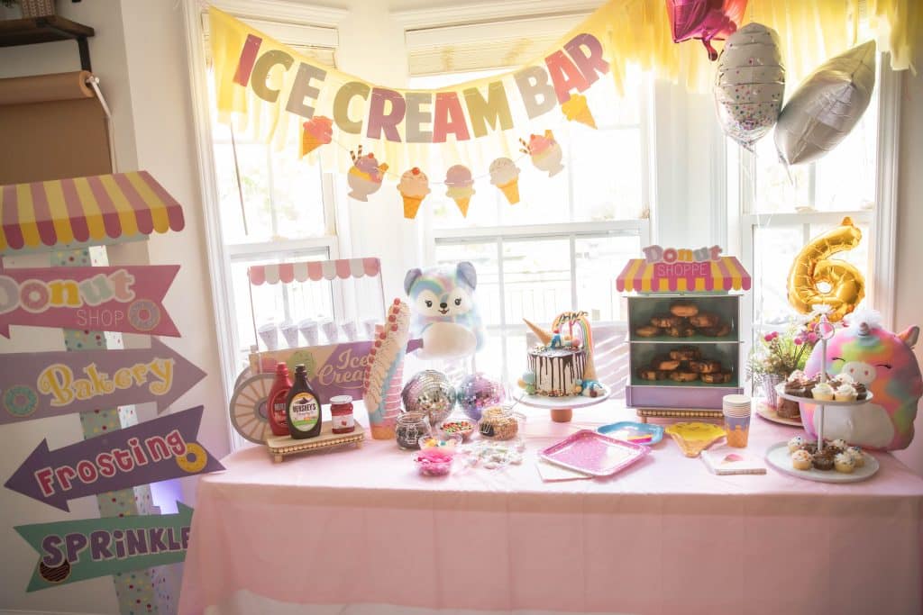 Sweets Squishmallows and 6 birthday party sweet treat table