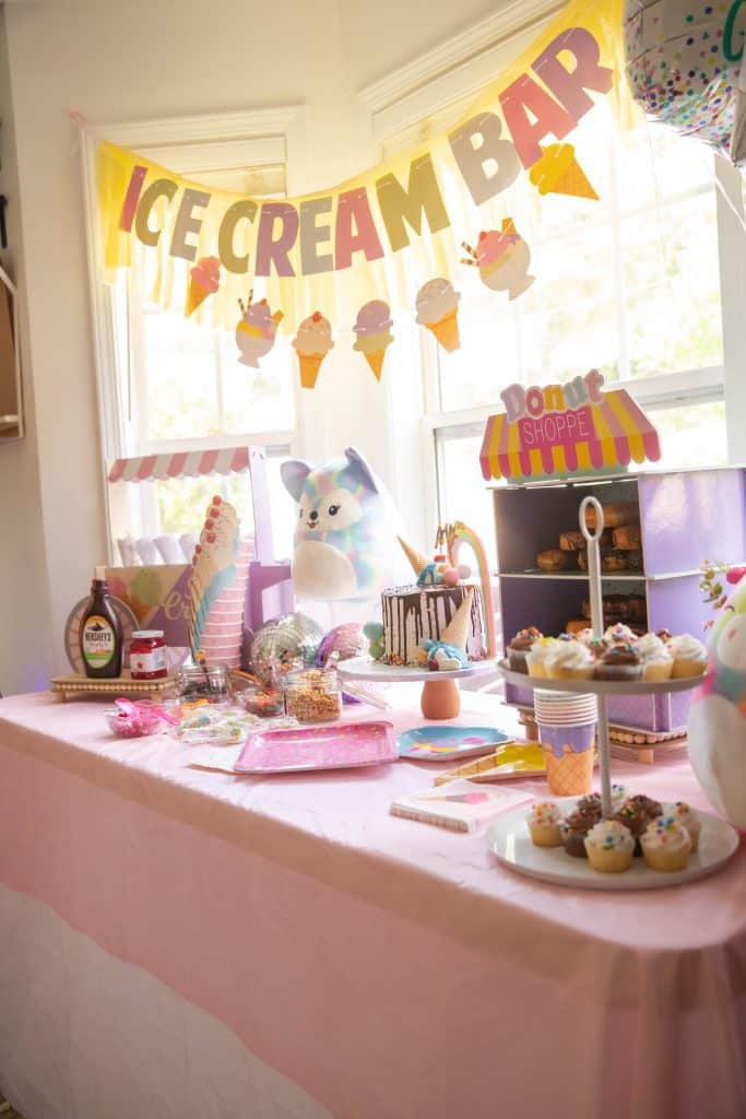 Sweets Squishmallows and 6 birthday party Sweet Treat table