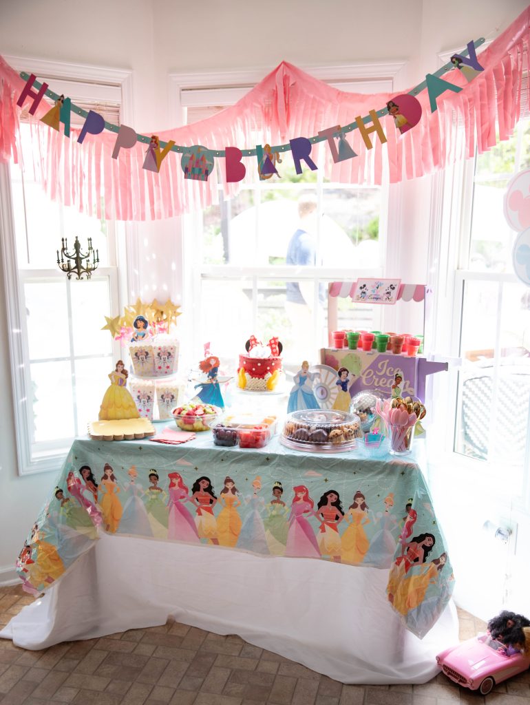 4 Ever A Princess Birthday Party the cake and treat table
