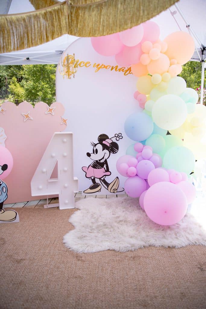 4 Ever a princess birthday party Disney backdrop ideas