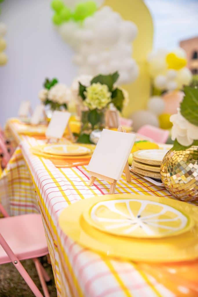 Kids Squeeze the day party with citrus art for kids