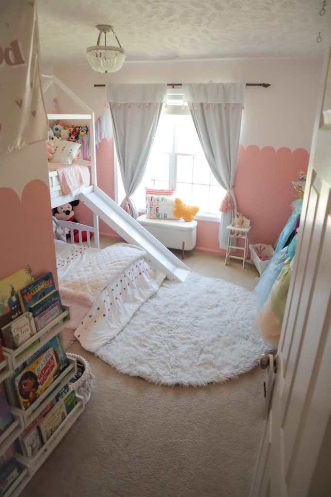 GIRLS SHARED DISNEY PRINCESS ROOM WITH BUNK BEDS AND SLIDE