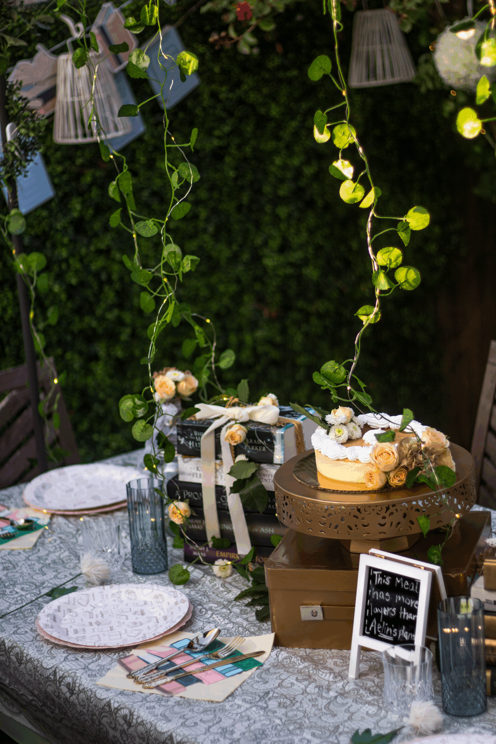 Book club dinner party table setup